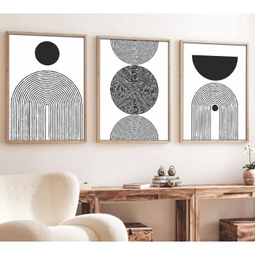 SADA 3x Obraz vo fotorámčeku 50x70 cm čierna/biela