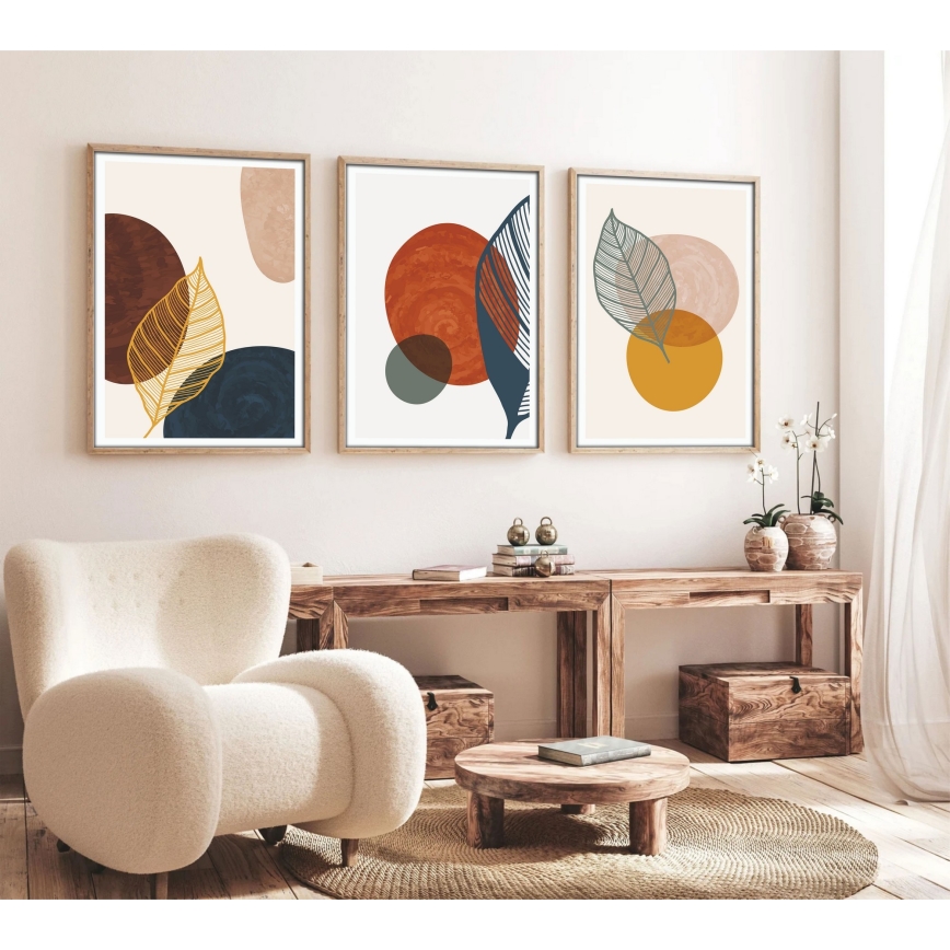 SADA 3x Obraz vo fotorámčeku 50x70 cm pestrofarebná