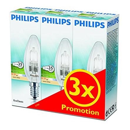 SADA 3x Stmievateľná halogénová žiarovka Philips E14/28W/230V 2800K