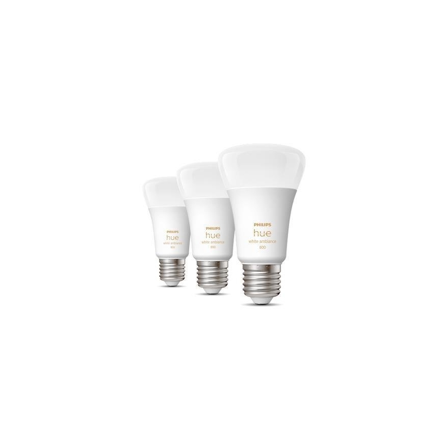 SADA 3x stmievateľných LED žiaroviek Philips Hue WHITE AMBIANCE A60 E27/6W/230V 2200-6500K