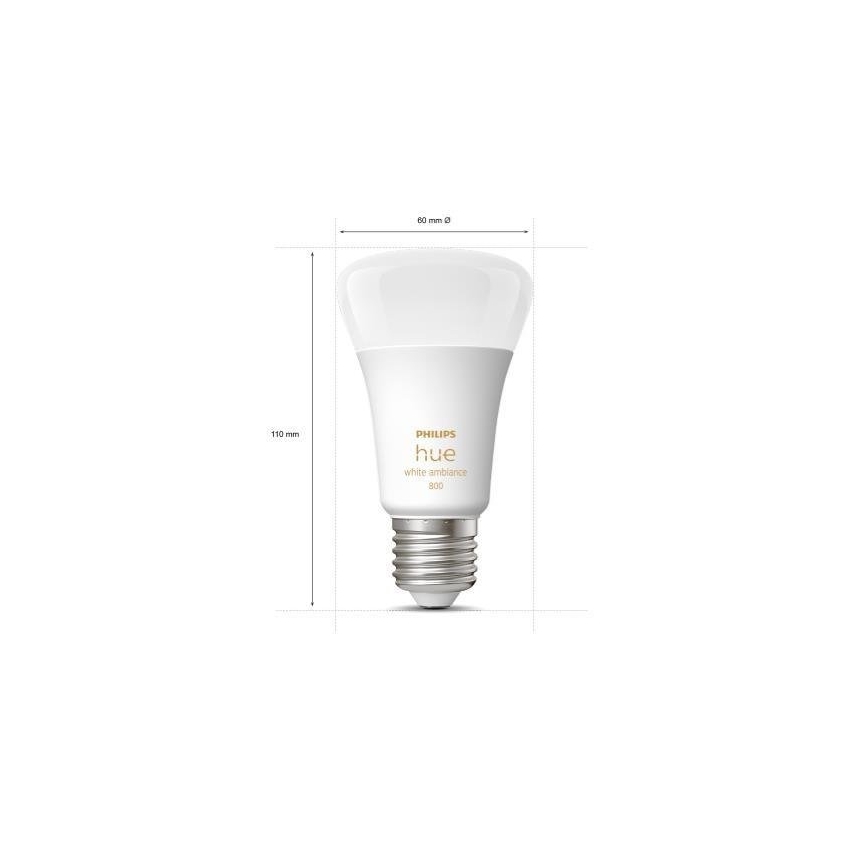 SADA 3x stmievateľných LED žiaroviek Philips Hue WHITE AMBIANCE A60 E27/6W/230V 2200-6500K