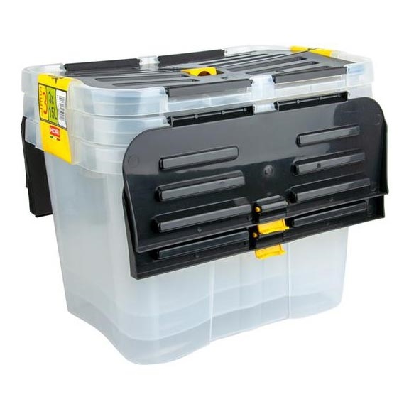 SADA 3x Úložný box DRAGON 15 l čierna/priehľadná