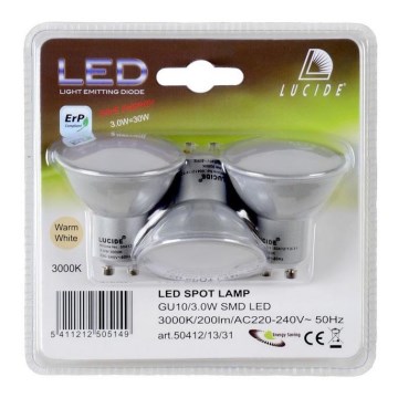 Sada 3xLED žiarovka BULB GU10/3W/230V - Lucide 50412/13/31 Sada 3xLED žiarovka BULB GU10/3W/230V - Lucide 50412/13/31