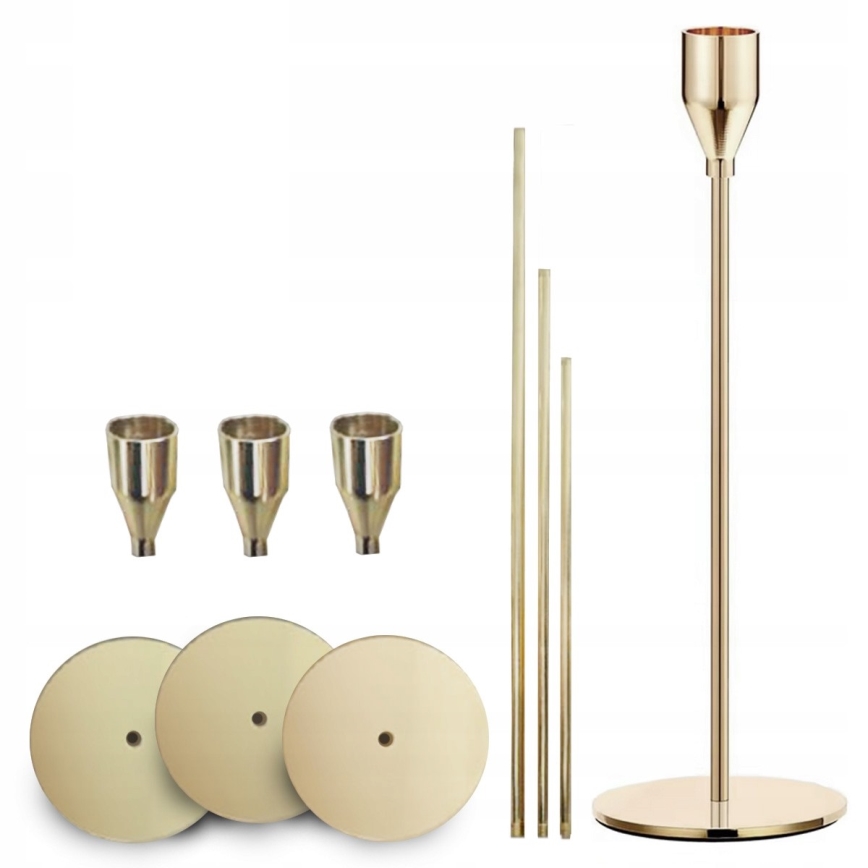 Sada 3× zlatých svietnikov