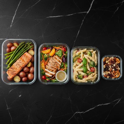 SADA 4 ks dóz na potraviny, priehľadné/mintové