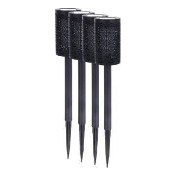 Sada 4x LED solárna lampa DECOR LED/1,2V 150 mAh 3000K 39 cm IP44 čierna