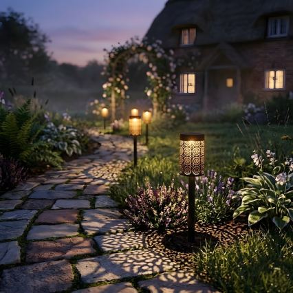 Sada 4x LED solárna lampa DECOR LED/1,2V 150 mAh 3000K 39 cm IP44 čierna