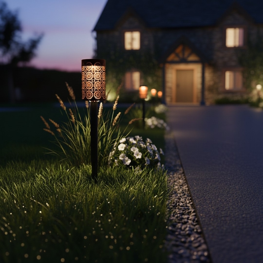 Sada 4x LED solárna lampa DECOR LED/1,2V 150 mAh 3000K 39 cm IP44 čierna