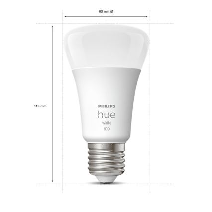 SADA 4x LED Stmievateľná žiarovka Philips Hue WHITE A60 E27/9W/230V 2700K