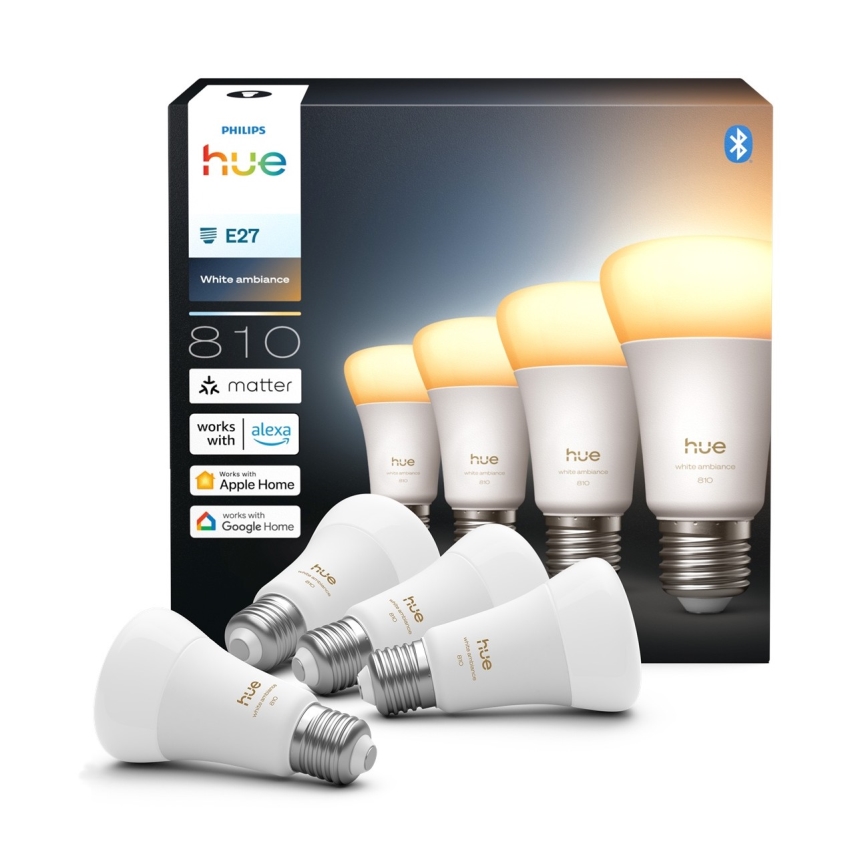 SADA 4x LED stmievateľné žiarovky Philips Hue WHITE AMBIANCE E27/6W/230V 1000-20000K