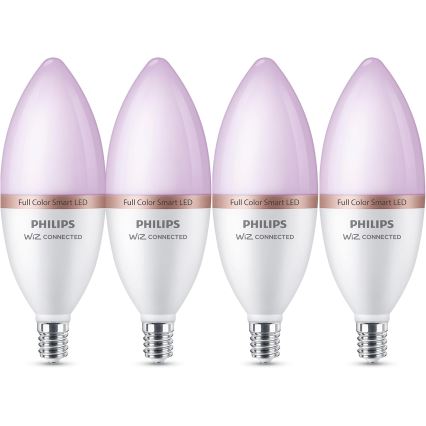 Sada 4x stmievateľných LED RGB žiaroviek Philips SMART C37 E14/5W/230V 2200-6500K