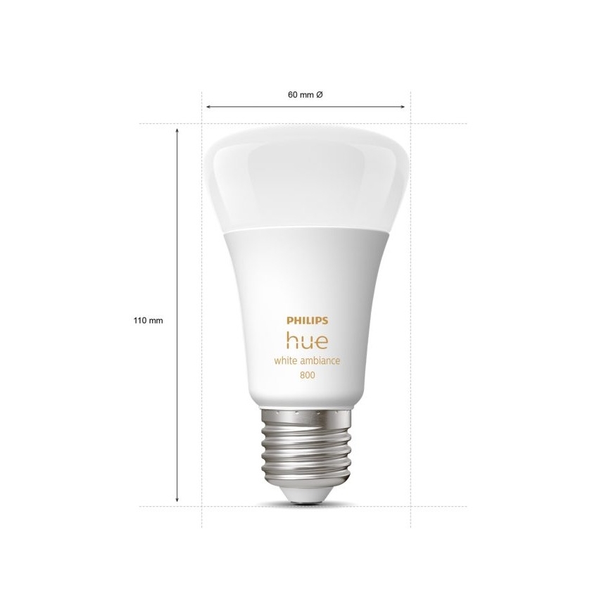 SADA 4xLED Stmievateľná žiarovka Philips Hue WHITE AMBIANCE E27/6W/230V 2200-6500K