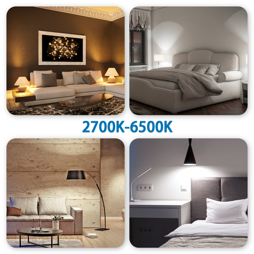 Sada 4× inteligentných LED žiaroviek RGBW GU10, 4,9 W, 230 V, 2700–6500 K - Aigostar