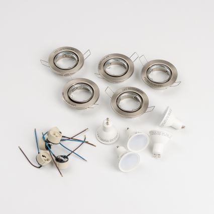 Sada 5 ks zapustených kúpeľňových svietidiel 1×GU10/4W/230V IP23 matný chróm