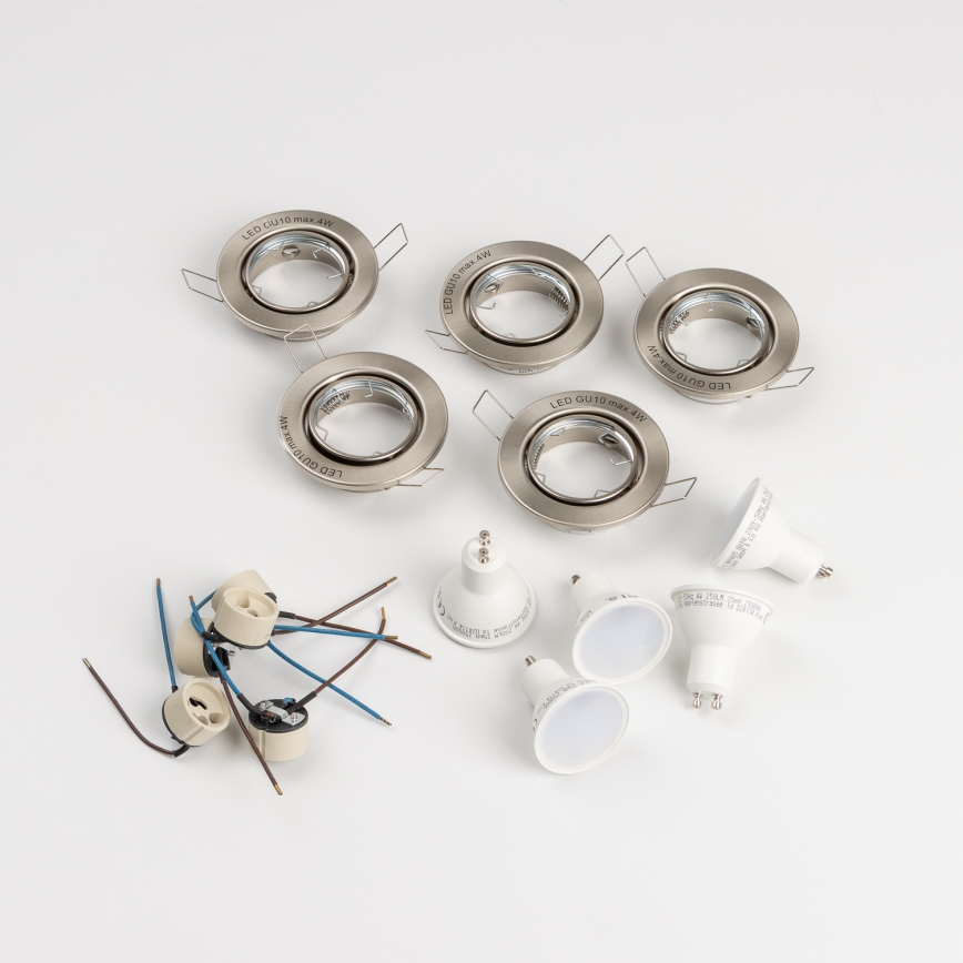 Sada 5 ks zapustených kúpeľňových svietidiel 1×GU10/4W/230V IP23 matný chróm