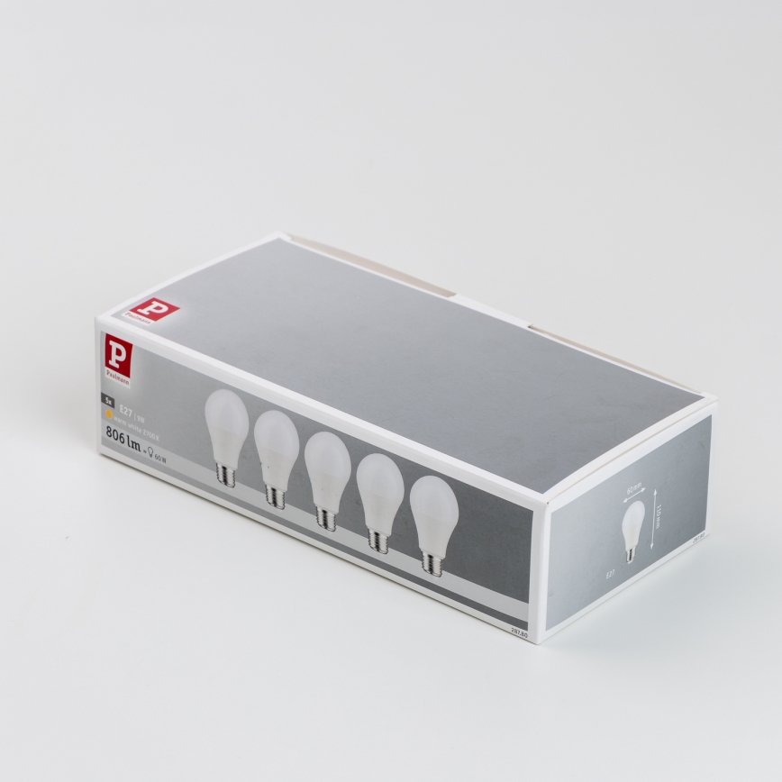 SADA 5x LED Žiarovka A60 E27/9W/230V 2700K - Paulmann 28780