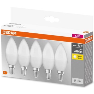 SADA 5x LED Žiarovka BASE B40 E14/4,9W/230V 2700K - Osram