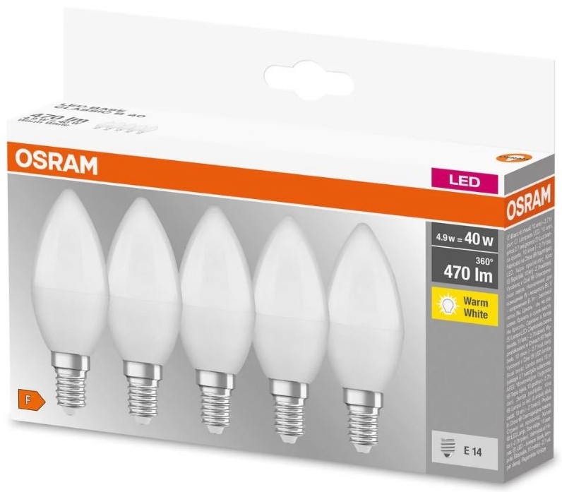 SADA 5x LED Žiarovka BASE B40 E14/4,9W/230V 2700K - Osram
