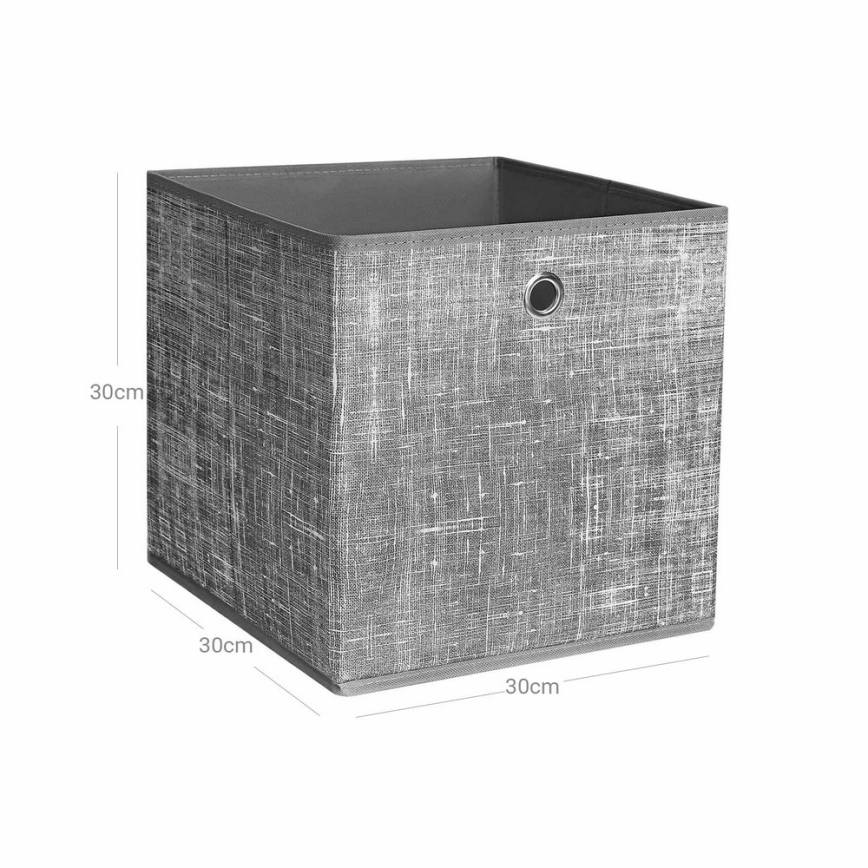 Sada 6 úložných boxov CURAN 30x30x30 cm, sivá