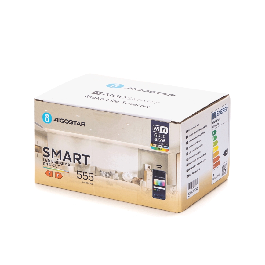 SADA 6x LED RGBW Stmievateľná žiarovka GU10/6,5W/230V 2700-6500K Wi-Fi - Aigostar