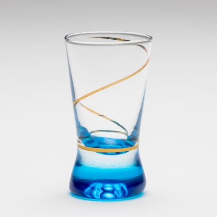Sada 6x pohár na panáky 25 ml číra modrá