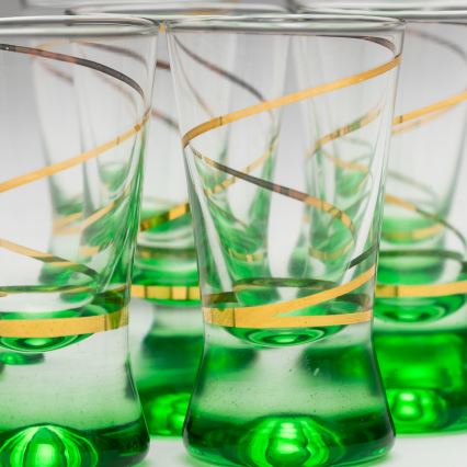 Sada 6x pohár na panáky 25 ml číra zelená