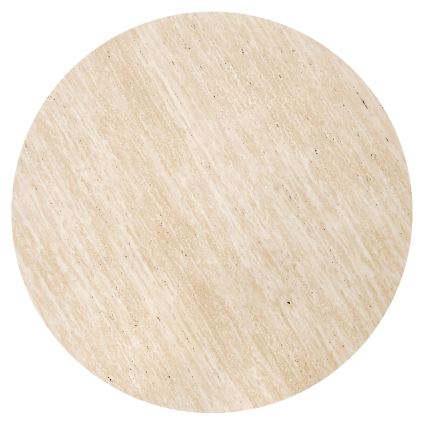 SADA Konferenčný stolík NUGAT pr. 80 cm + 4x taburet travertín/sivá