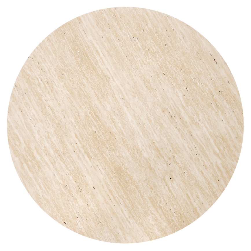 SADA Konferenčný stolík NUGAT pr. 80 cm + 4x taburet travertín/sivá