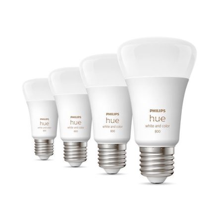 SADA - LED RGBW Stmievateľný pásik Philips Hue WHITE AND COLOR AMBIANCE 2m LED/20W/230V + 4x Stmievateľná žiarovka Philips A60 E27/6,5W/230V 2000-6500K