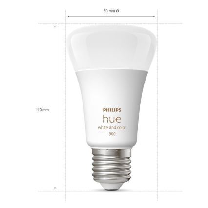 SADA - LED RGBW Stmievateľný pásik Philips Hue WHITE AND COLOR AMBIANCE 2m LED/20W/230V + 4x Stmievateľná žiarovka Philips A60 E27/6,5W/230V 2000-6500K