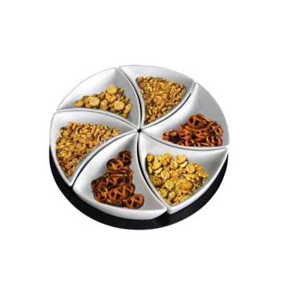 Sada misiek s podnosom TORO 6 ks keramika/drevo