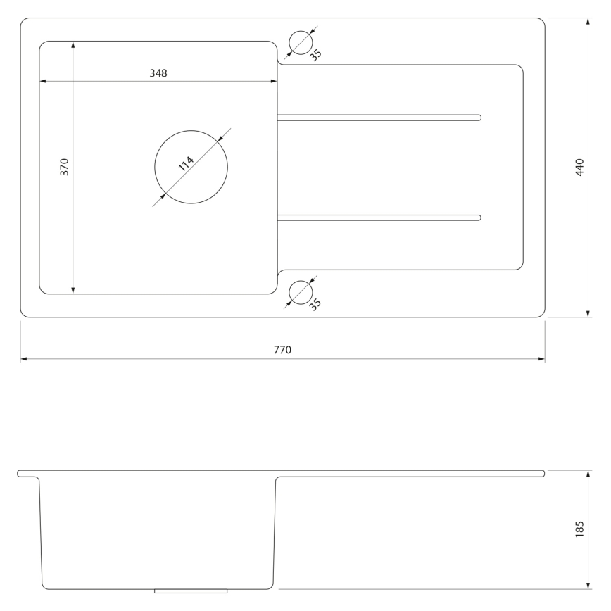 Samona - Kuchynský drez SAMONA 77x44 cm granit/čierna