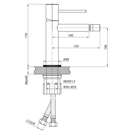 Sapho - Bidetová batéria SOLARIS matná čierna
