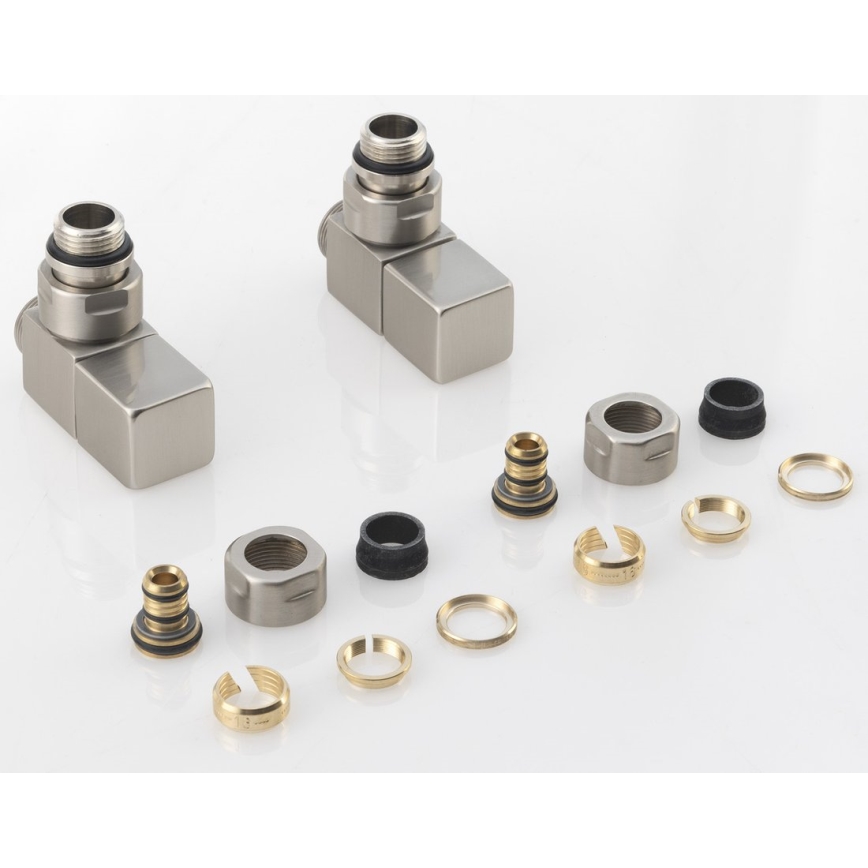 Sapho CUBE – pripojovacia sada rohových ventilov, 2 ks, brúsená nerezová oceľ