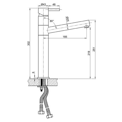 Sapho - Drezová batéria MINIMAL 30 cm, nerezová oceľ