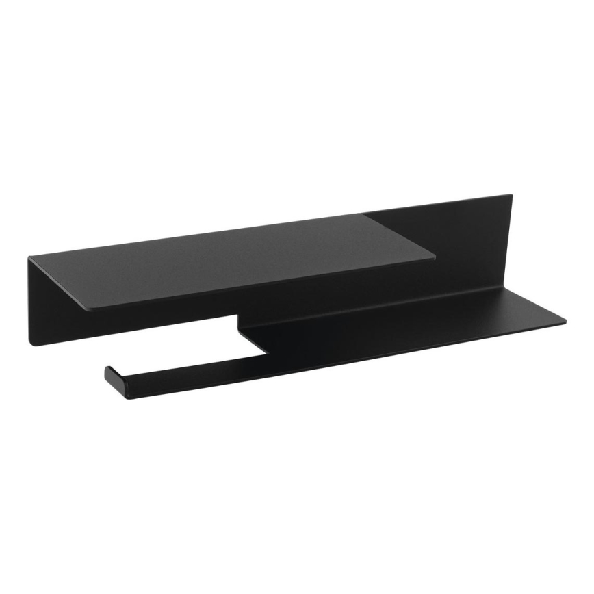 Sapho - Držiak toaletného papiera s poličkou 9,5x35 cm matná čierna