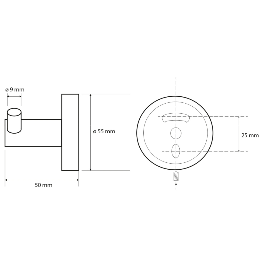 Sapho - Dvojitý nástenný háčik X-ROUND 5x5,5 cm čierny