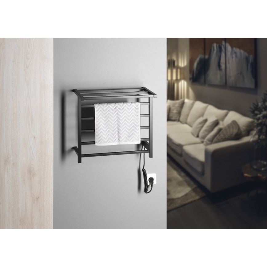 Sapho - Elektrický sušiak na uteráky ELZOR 60W/230V 47x50 cm matná čierna