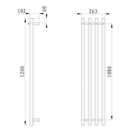 Sapho - Elektrický sušiak na uteráky PAPINADO 85W/230V 120 cm lesklý chróm pravá