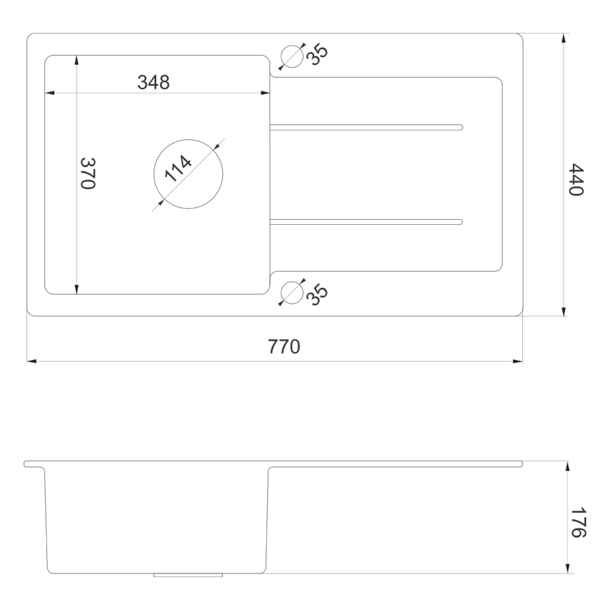 Sapho - Kuchynský drez 77 x 44 cm granit/čierna