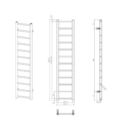 Sapho - Kúpeľňový radiátor DINA 278 W 30x138 cm biely