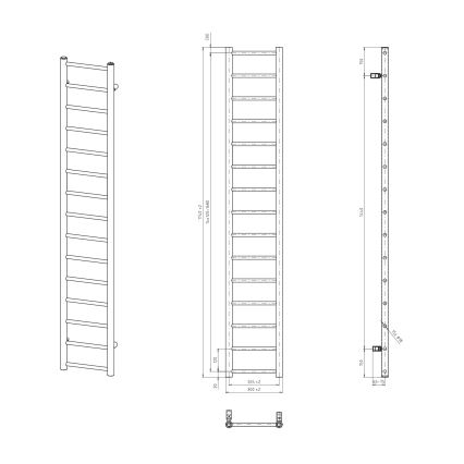 Sapho - Kúpeľňový radiátor DINA 335W 30x174 cm matná čierna