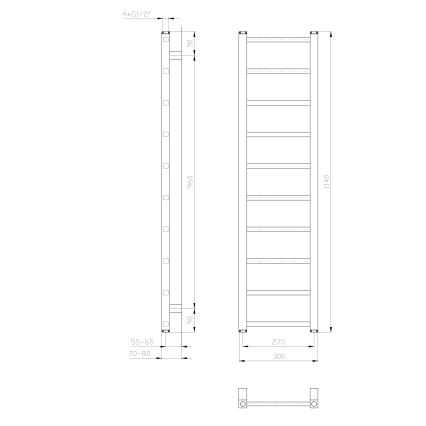 Sapho - Kúpeľňový radiátor METRO LIGHT 211W 30x114 cm biely