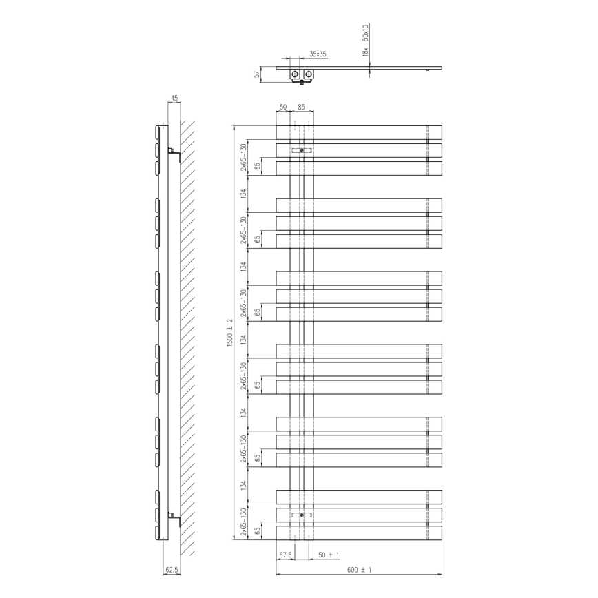 Sapho - Kúpeľňový radiátor SILVANA 680W/230V 60x150 cm biela