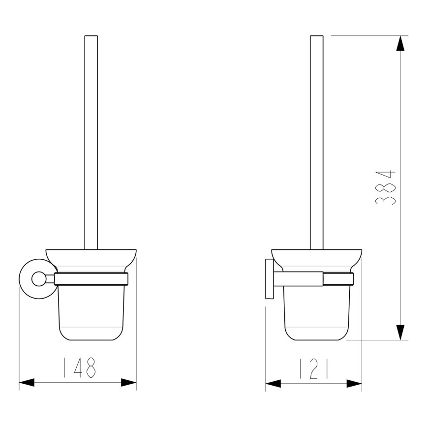 Sapho - Nástenná WC kefa X-ROUND mliečne sklo/lesklý chróm
