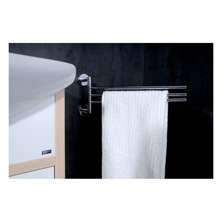 Sapho - Nástenný otočný vešiak na uteráky X-ROUND 19,5x45 cm lesklý chróm