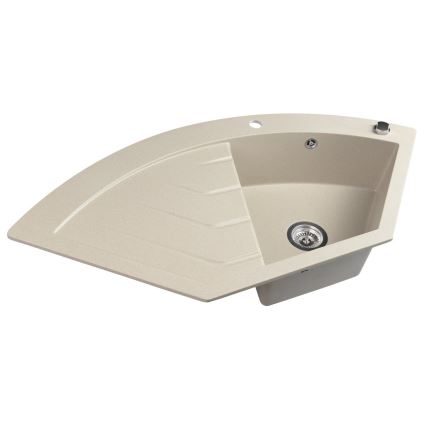 Sapho - Rohový kuchynský drez 114x57,5 cm granit/béžová
