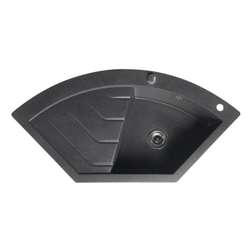 Sapho - Rohový kuchynský drez 114x57,5 cm granit/čierny