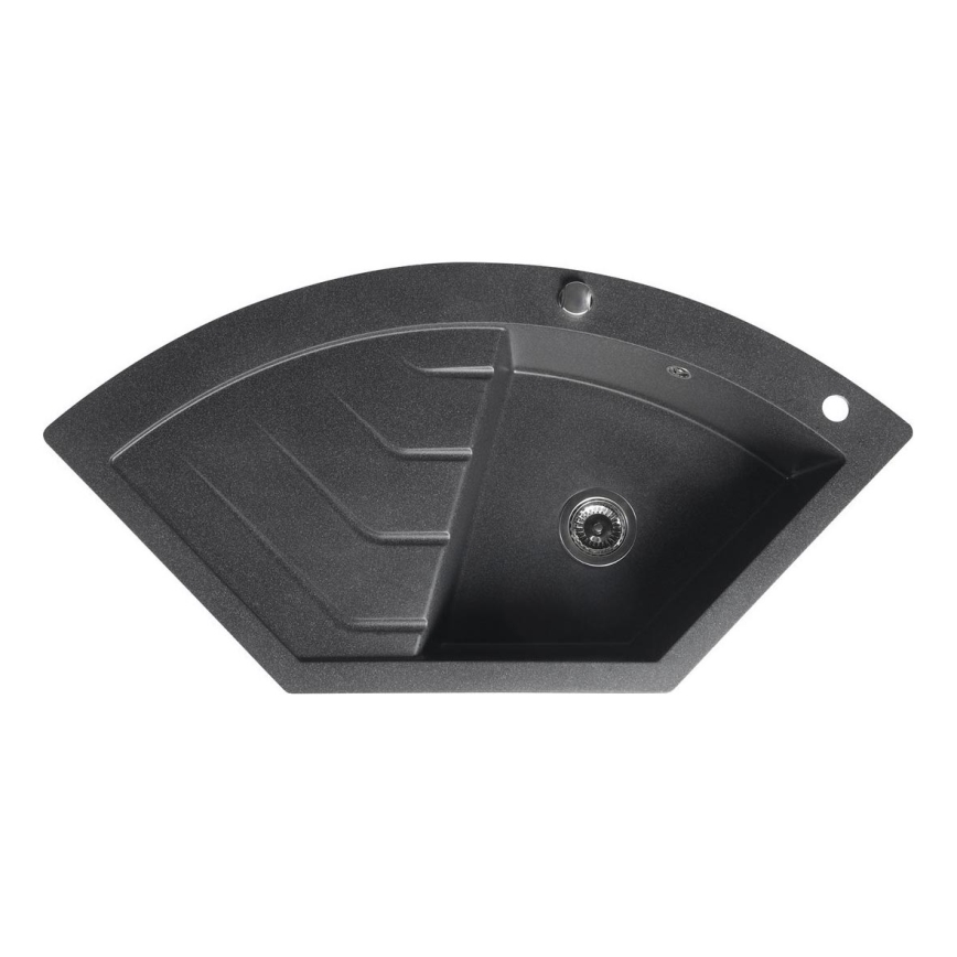 Sapho - Rohový kuchynský drez 114x57,5 cm granit/čierny