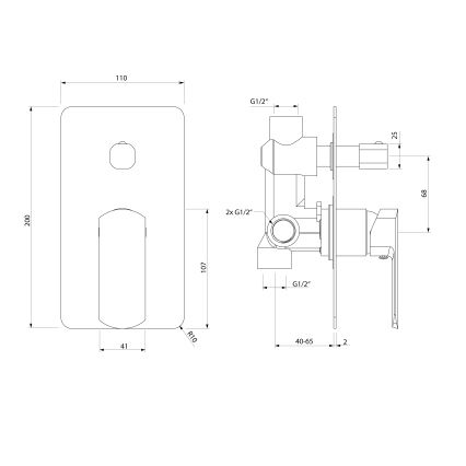 Sapho - Sprchová batéria pre podomietkovú inštaláciu MIXONA lesklý chróm